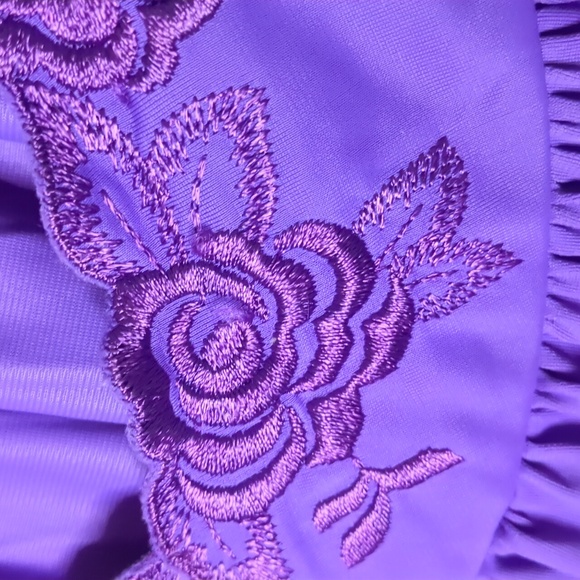 SHADOWLINE* floral embroidered long bell sleeve long nightgown purple sz 2x - Picture 9 of 10